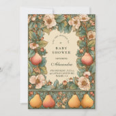 Vintage Perentuin Botanische Baby Shower Kaart (Voorkant)