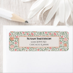 Vintage Perfect Roze & Perzik Rozen Retouradres Etiket
