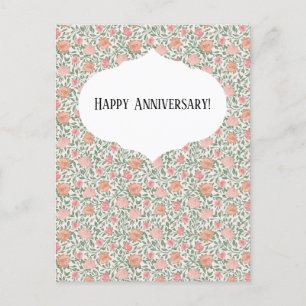 Vintage Perfect Roze & Perzikrozen Briefkaart