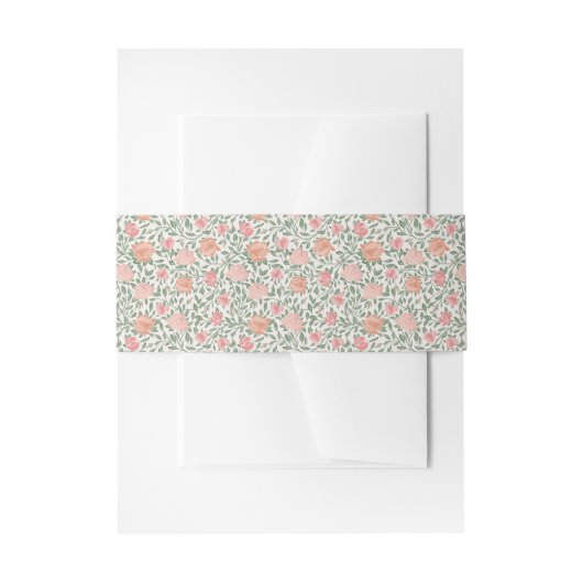 Vintage Perfect Roze & Perzikrozen Uitnodigingen Wikkel (Voorkant Voorbeeld)