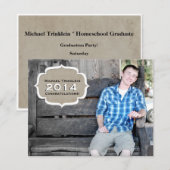 Vintage Pergament Afstudeer Uitnodiging (Voorkant / Achterkant)