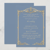 Vintage Periwinkle Both Parents Frame Wedding Kaart (Voorkant / Achterkant)