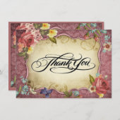 Vintage perkament afdruk bedankt kaart (Voorkant / Achterkant)