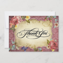 Vintage perkament afdruk bedankt kaart