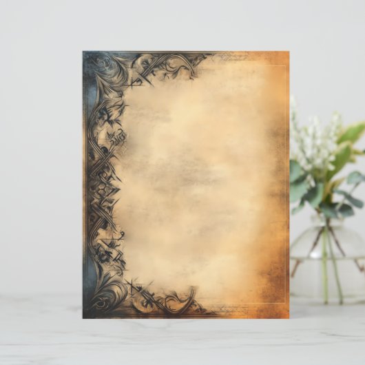 Vintage perkamenten papier met sierrand (Staand voorkant)