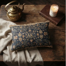 Vintage Persian Floral Rug – Navy Blue & Gold Boho