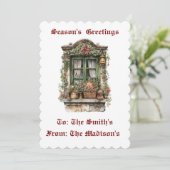 Vintage Personalised Flat Christmas Card Feestdagenkaart (Staand voorkant)