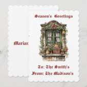 Vintage Personalised Flat Christmas Card Feestdagenkaart (Voorkant / Achterkant)