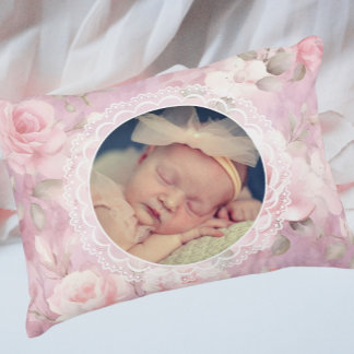 Vintage Personalized Memory Roses Lace Accent Kussen