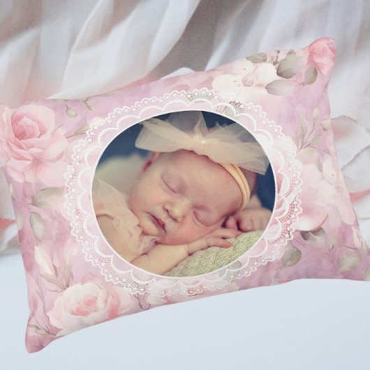 Vintage Personalized Memory Roses Lace  Accent Kussen