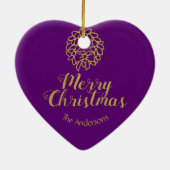 Vintage Personalized Purple Heart Wreath Ornament (Achterkant)