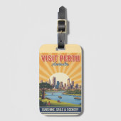 Vintage Perth Australië, Retro Zonneschijn & Lands Bagagelabel (Voorkant (verticaal))