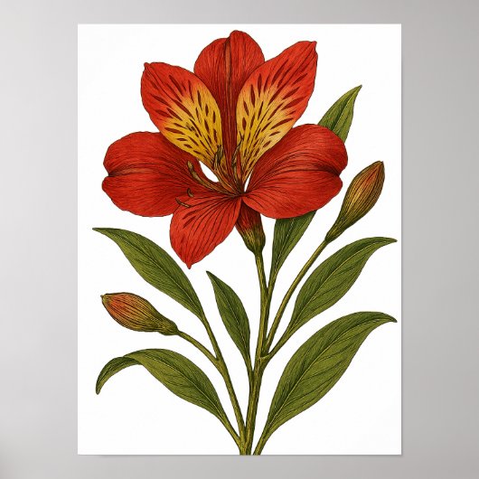 Vintage Peruvian Lily Poster (Voorkant)