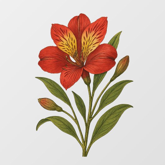 Vintage Peruvian Lily Raamsticker (Vel)