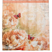 Vintage perzik bloemen douchegordijn (Voorkant)