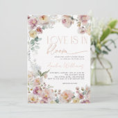 Vintage Perzik Blush Waterverf Bloem Bruids- Kaart (Staand voorkant)