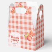 Vintage Perzik Gingham "Dank Je" Bedankdoosjes (Geopend)