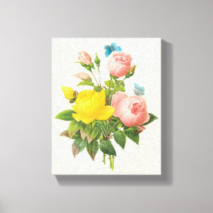 Vintage Perzische Gele Theerozen door Redoute Canvas Afdruk