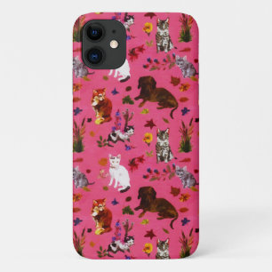 Vintage Pet Cat Dogs Floral Garden Party Case-Mate iPhone Case