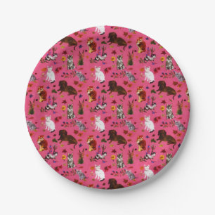 Vintage Pet Cat Dogs Floral Garden Party Papieren Bordje