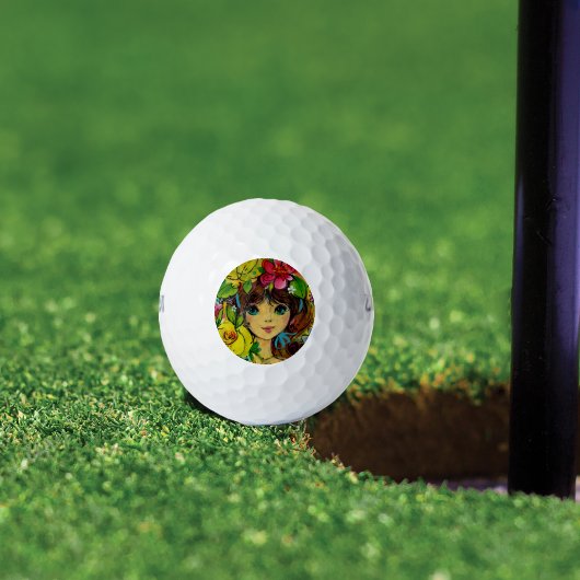 Vintage Pet Girl Bouquet Flowers Golfballen