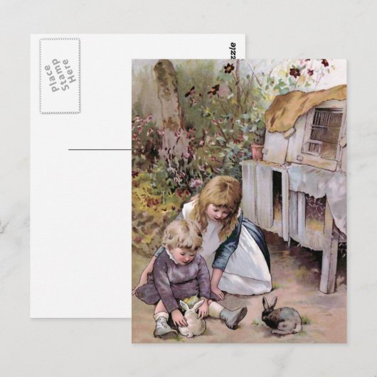 vintage "Pet Rabbit" Briefkaart (Voorkant / Achterkant)