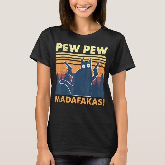 Vintage Pewpewpew Madafakas Gekke Pew Kat T-shirt (Voorkant)