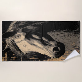 Vintage Pferdeportrait im Grunge Stil Strandlaken