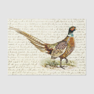 Vintage Pheasant Bird on Antique Letter Script Tissuepapier