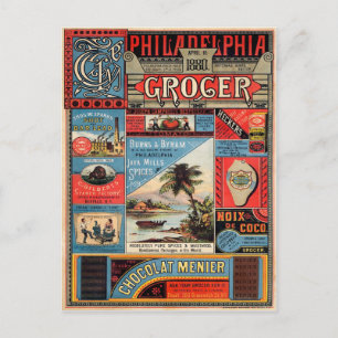 Vintage Philadelphia Grocer Advertisement Briefkaart
