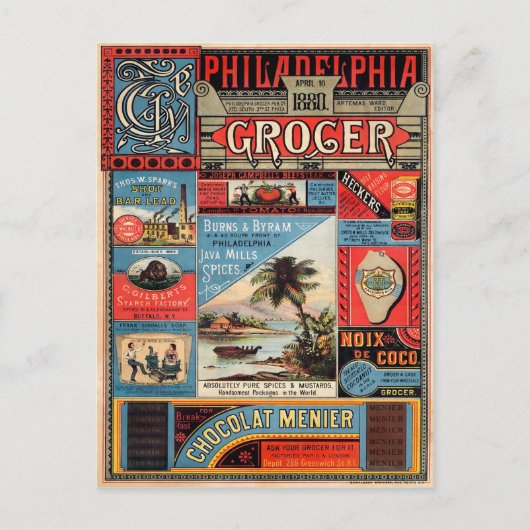 Vintage Philadelphia Grocer Advertisement Briefkaart (Voorkant)