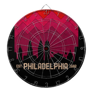 Vintage Philadelphia Philly Pennsylvania Skyline Dartbord