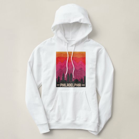 Vintage Philadelphia Philly Pennsylvania Skyline Hoodie (Design voorkant)