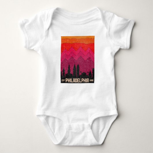 Vintage Philadelphia Philly Pennsylvania Skyline Romper (Voorkant)