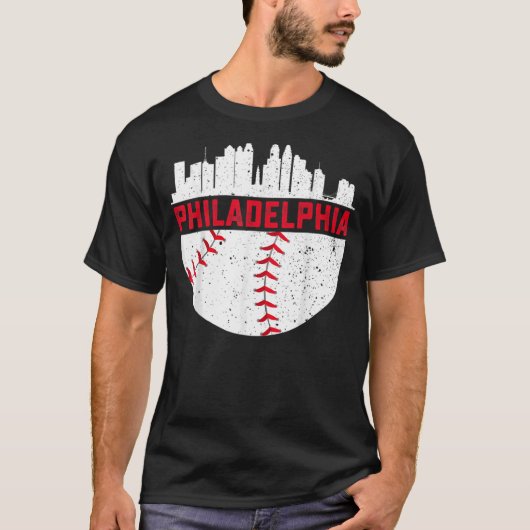 Vintage Philadelphia Skyline Baseball Retro Philly T-shirt (Voorkant)