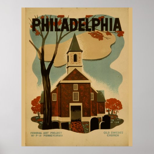Vintage Philadelphia Travel Poster (Voorkant)