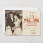 Vintage Photo 50th Wedding Anniversary Invitation Kaart (Voorkant)