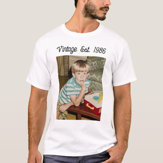 Vintage Photo Birthday Personalized T-Shirt (Voorkant)