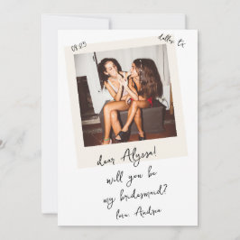 Vintage Photo Handwritten Bridesmaid Proposal Kaart