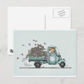 Vintage Piaggio Pick Up with flowers Briefkaart (Voorkant / Achterkant)