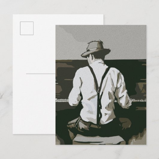 Vintage Pianist in Harmonie Briefkaart (Voorkant / Achterkant)