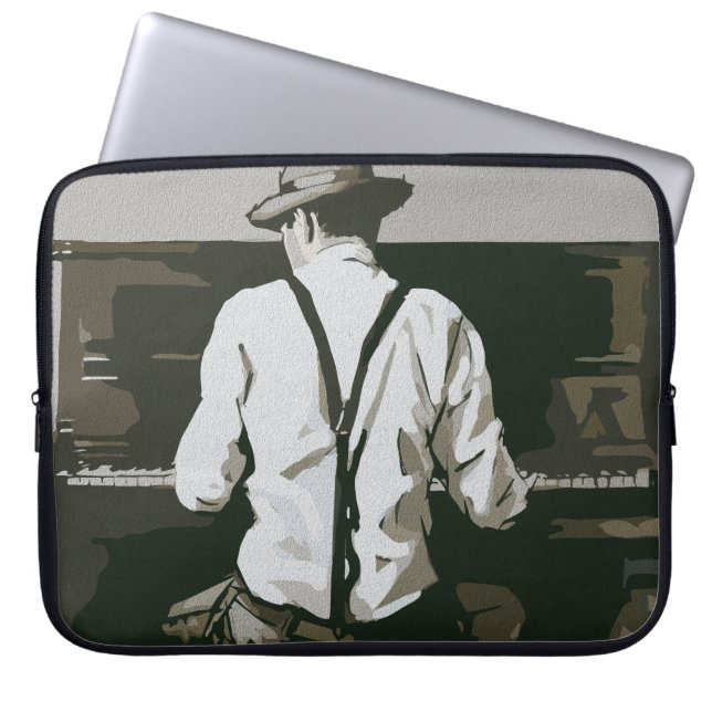 Vintage Pianist in Harmonie Laptop Sleeve (Voorkant)