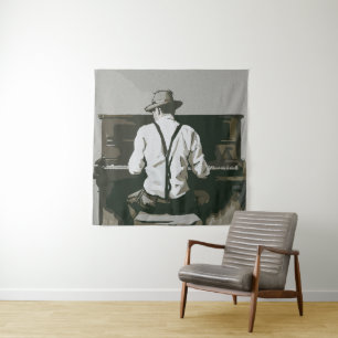 Vintage Pianist in Harmonie Wandkleed