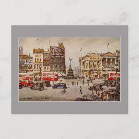 Vintage Piccadilly Circus Londen Briefkaart (Voorkant)