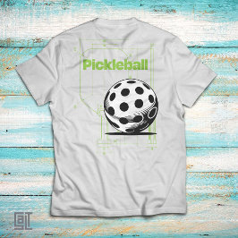 Vintage Pickleball Blauwdruk Technische Tekening T-shirt