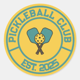 Vintage Pickleball Club Oprichtingsjaar 2024 Emble Ronde Sticker