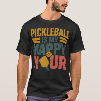 Vintage Pickleball Is Mijn Happy Hour Retro Speler T-shirt