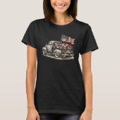 Vintage Pickup Truck Flag T-shirt (Voorkant)