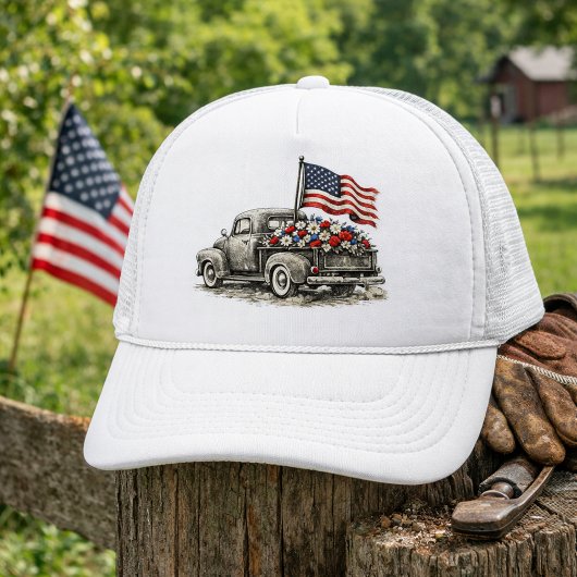 Vintage Pickup Truck Flag Trucker Pet