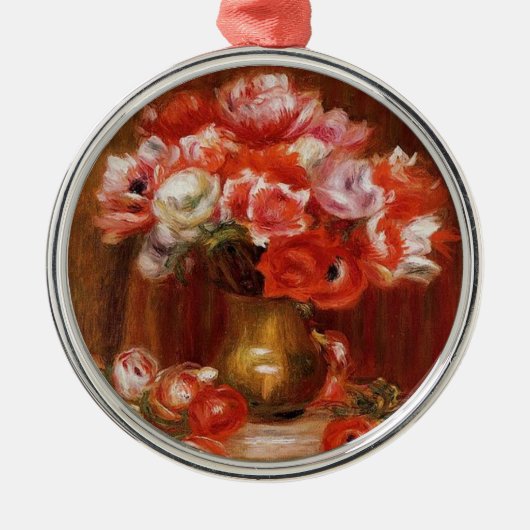 Vintage Pierre-Auguste Renoir Anemones Metalen Ornament (Voorkant)